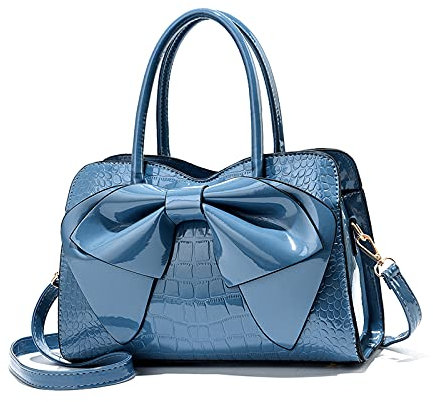 NICOLE & DORIS Handtaschen Damen Kleine Henkeltasche Frau Mode Tasche Designer Umhängetasche Mädchen Schultertasche Lackleder Handtasche Abendtasche Blau