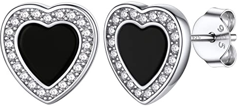 Silvora S925 Silber Ohrstecker Unisex Schwarzer Onyx Ohrstecker Vintage Viking Rune Zeichen Schwarz Achat Ohrringe Runde Schwarz Zirkon Ohrstecker in Silber für Damen Herren