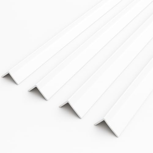 Homesmart White 1 Metre UPVC Plastic Rigid Angle Corner Trim 40 x 40mm, 90 Degree Right Angle Profile, Durable Weatherproof uPVC Moulding for Wall Edges, Corners, DIY, Bathroom & Kitchen, Pack of 4