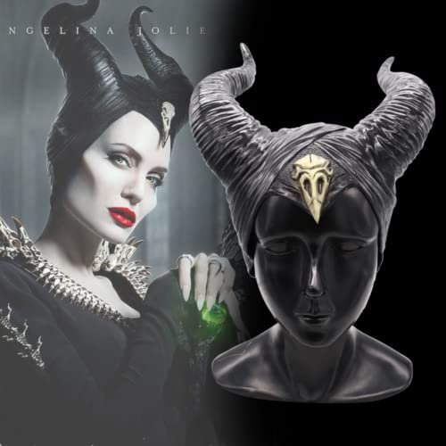 Tibroni Halloween Maleficent Kostüm Damen, Teufelshörner Latex, Teufelshörner Haarreif Schwarz, Stirnband Königin Hörner Helm, Stirnband Hörner Dekoration Erwachsene Hörner Hut Unisex Einheitsgröße