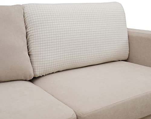 Eismodra Rückenlehne Überzug,Sofabezug 3 Sitzer,Stretch Sitzkissenbezug,Couch Überwurfdecke Sofaschoner Sofaüberwurf,Elastischer Bezug Cover für L Form,Cremeweiß,Rückenkissen(1 Stück)