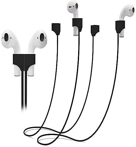 MyGadget 2X Magnetische Straps kompatibel mit Airpods 1 | 2 | 3 | Pro - aus Silikon und ideal für Sport - [ 70 cm Lang ] - Halteband in Schwarz
