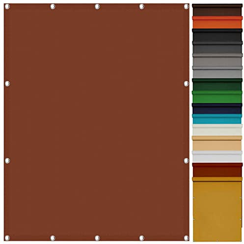 Voile Ombrage Imperméable Rectangulaire 3 x 5 m Résistant aux UV Brise Vue pour Balcon avec Corde Libre Facile À Plier pour Terrasse Jardin Extérieur Balcon, Rouge Rouille