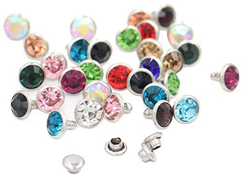 Queenbox 8 mm, 100 Sets, mehrfarbige Strass-Nieten, Lederwaren-Kappe, Punk-Nieten für DIY-Schmuck, Armband, Tasche, Kleidung, Schuhe