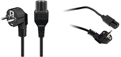 Goobay 93277 Câble d´Alimentation coudé pour appareils Chauds, 2 mètres, Noir & Cordon Alimentation ménager HO5RRF 120° 3G1 Classe 1 - Zenitech