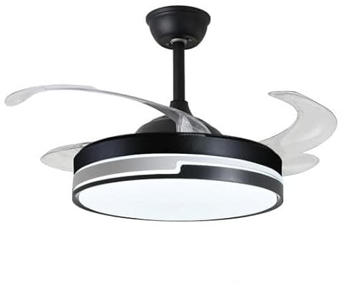 BEL AIR HOME - Ventilador de Techo ROBIN - Motor DC Silencioso - Luz LED 36W con 3 Temperaturas (3000K, 4000K, 6000K) - Aspas Desplegables - Mando a Distancia, Negro, Metal