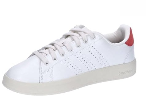 adidas Herren Advantage Premium Leather Shoes Schuhe, core White/core White/Bright red, 42 2/3 EU
