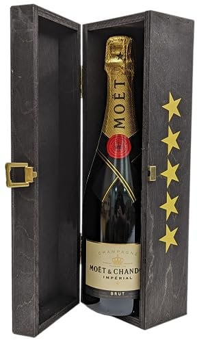 Champagne Impérial Brut, 75 cl in a Wooden 5 Star Champagne Gift Box - Birthday Gift Sets for Women, Men, Couples or Best Friend