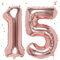 Luftballon 15. Geburtstag Roségold, XXL Riesen Roségold Folienballon 15 51 für Frauen,40Luftballon 15. Geburtstag,Zahlen 1 und 5 Folienballon für 15Jahre Geburtstagsdeko Jubiläum Party Dekoration