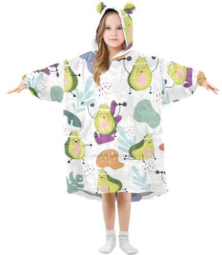 YOUJUNER Kinder Übergroße Hoodie Decke, Avocado Sport Warme Fleece Hoodie Decke Plüsch Tragbare Decke Hoodie Sweatshirt Pullover für Jungen Mädchen