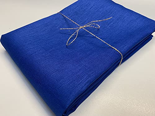 Tessuto di lino leggero in tinta unita, morbido, tessuto puro, per decorazione della casa, biancheria da letto, vestiti, tende, 140 cm di larghezza, blu reale (1 metro)