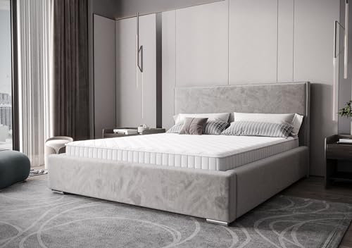 Verona Idee Polsterbett Anton mit Lattenrost Holzrahmen Bettkasten 5 Größen viel Farben Auswahl GRAU 180cm X 200cm