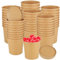 GBACHOOSE 100 Pcs Brown Kraft Disposable Soup Cups Containers with Lids, 12oz (350ml) Paper Soup Bowls Takeaway Tubs for Ice Cream Hot Soup（50pcs Cups and 50pcs lids）