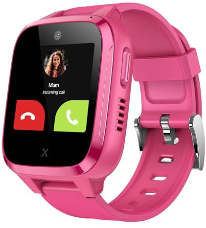 XPLORA Kidzi - Teléfono Reloj 4G para niños (con SIM) - Llamadas, Mensajes, Modo Colegio, SOS, GPS, Cámara y Podómetro - Incluye 3 Meses de suscripción Gratuita (Rosa)