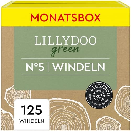LILLYDOO green umweltschonende Windeln, Größe 5 (11-16 kg), Monatsbox (125 Stück)