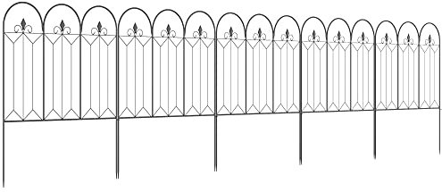 Outsunny Gartenzäune 305x79,5 cm 5er-Set dekorative Metall-Gartenzäune Freie Kombination Freistehende Tierbarriere für Terrassenrasen Schwarz