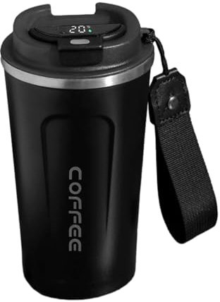Taza térmica inteligente, vaso térmico de acero inoxidable, taza de té de viaje de café a prueba de fugas de 510 ml, botella de bebida fría, contenedor de bebidas deportivas con pantalla inteligente p