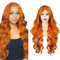 Hxxcoup Perücke Damen Echthaar Perücke Orange Human Hair Wig 4x4 Lace Wig Body Wave Echthaar Ginger Orange #350 Haare Perücken für Brasilianisches Remy Hair Transparent Swiss Lace 16 Zoll