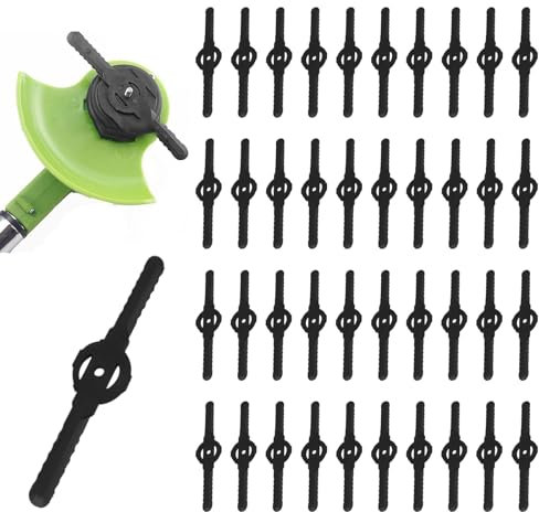 UILYNIU 40 Pezzi Lame per Tagliaerba Lame di Ricambio in Plastica per Giardino Nero Lame Tosaerba Sostituzione per Trim Veloce Switchblades Tosaerba Adatto Tosaerba 3 in 1 (40 Pezzi)