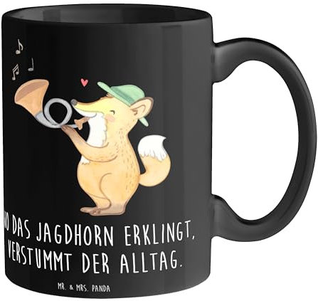 Mr. & Mrs. Panda Tasse Jagdhorn Melodie - Geschenk, Gelassenheit, Designer Tasse, Lernen, Natur, Kaffeetassen, Cappuccino Tassen, Tasse Sprüche,