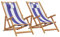 vidaXL Strandstühle 2 STK. Klappbar Blau Weiß Stoff und Massivholz, Loungestuhl, Relaxstuhl, Outdoor Stuhl, Liegestuhl, Campingstuhl, Gartenstuhl