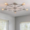 OURLOVEII Ø70 cm Vintage Wohnzimmer Deckenlampe Nickel Matt Metall Deckenleuchte 5 Flammig E27 Fassung Blumenform Wohnzimmer lampe Decke für Küche Schlafzimmer Esszimmer (Nickel)