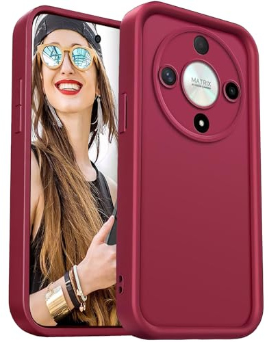 DESSEN Cover per Honor Magic 6 Lite 5G / Magic6 Lite 5G - Silicone Custodia Antiurto Protezione Fotocamera Case Antishock Morbida TPU Bumper Resistente, Vino Rosso
