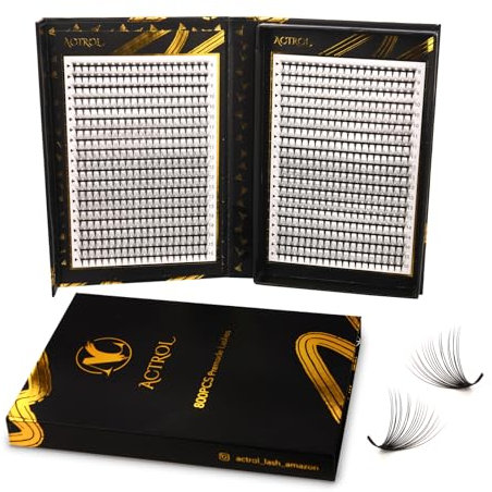 ACTROL Pre Made Fan Eyelash Extensions 20D 0.07mm D Curl 800 PCS 8-15 Mix Double Lashes Tray Narrow Russian Lashes Fan Handmade Hardcover For Lash Artists and Individuals
