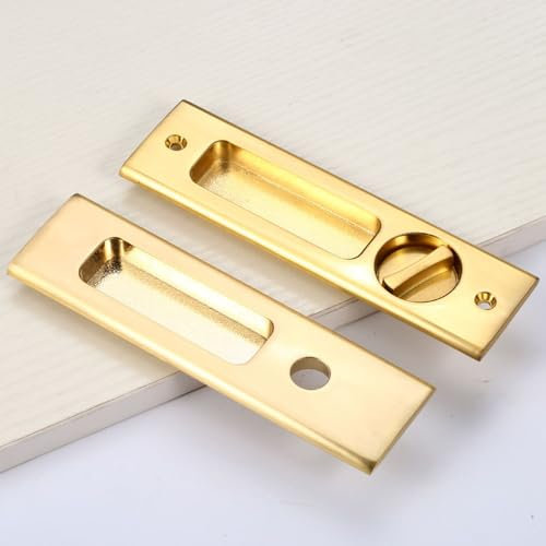 Hoconnie Serratura Porta Scorrevole Senza Chiave Serratura Porta a Scomparsa Maniglia Porta Scorrevole Incasso Serratura Della Porta 160mm (Oro)