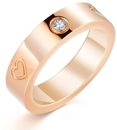 RIXERKOC Liebe Freundschaft Ring für Damen Cubic Zirkonia Edelstahl Versprechen Ring Hochzeit Band Schmuck Valentinstag Geburtstag Muttertagsgeschenke für Frauen Mädchen (Rosegold-Herz, 8)