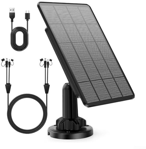 Pannello solare per telecamera di sicurezza, Pannello solare USB per fotocamera esterna batteria ricaricabile, Supporto di sicurezza regolabile, IP66 impermeabile