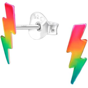 Monkimau Blitz Kinder Ohrringe | 925 Silber | Mädchen Ohrstecker Schmuck | Hypoallergen & Nickelfrei | Kinderohrringe Geschenkidee