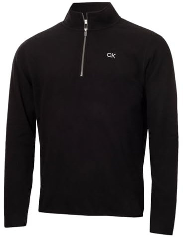 Calvin Klein Mens Polar Fleece 1/2 Zip Sweater - Black - M