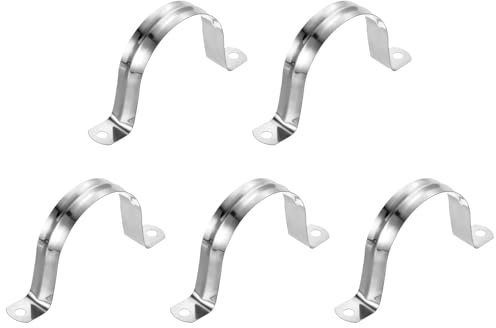 sourcing map 5Pcs Rigid Pipe Straps, 63mm(2.48) 304 Stainless Steel 2 Hole U-Shaped Bracket Tube Hanger Pipe Clamps for Fixing Pipe Cable