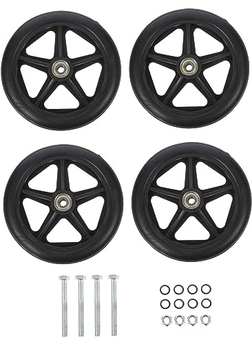 FRCOLOR 4pcs Durable Wheelchair Front Wheels Replacement Casters Impact-resistant Design Smooth and Quiet Rolling for Long-term Use