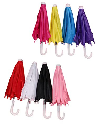 Garneck 8 Stück Regenschirm bastelset bastelzeug für DIY Puppenzubehör Miniatur Strandspielzeug sonnenschirme puppenhaus Regenschirm Puppenschirme Stoff