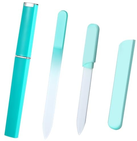 Hpmjz 2 PCS Glass Nail File and Buffer with Case Crystal Fingernail Filer Double-Sided Nail Care Tool Nano Nails Polisher Gifts for Nailart Women Girl Adults Wife Stocking Stuffers