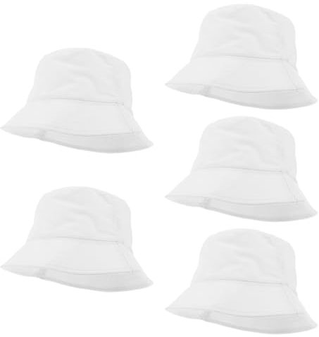 Gatuida 5 Stück Fischerhut Für Eimerhüte Für Sonnenhut Für Kleinkinder Handbemalte Kappe Für Sonnenkappe Für Jungen Eimerhut Leer Sommerhut Tuch Unisex Weiß