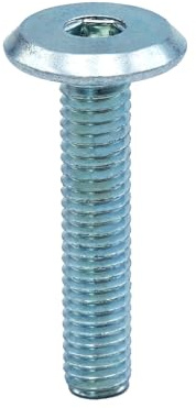 RAMPA Flachkopf Schraube TYP KF, Stahl verzinkt, M6 Innengewinde (d). 15mm Durchmesser (D) X 10mm Länge (L), Schlüsselweite 4 (SW), 100 Stück