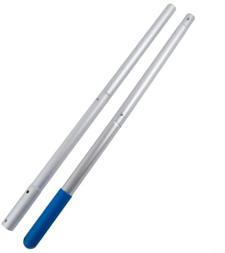 Asta telescopica multifunzionale staccabile in lega di alluminio per piscina, attività all'aperto con 3 o 4 sezioni, bianco e blu (asta a 4 sezioni)