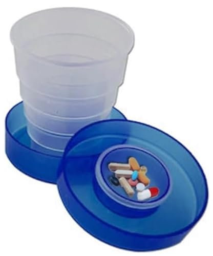 Vaso plegable con compartimento para pastillas, telescópico, medicinas