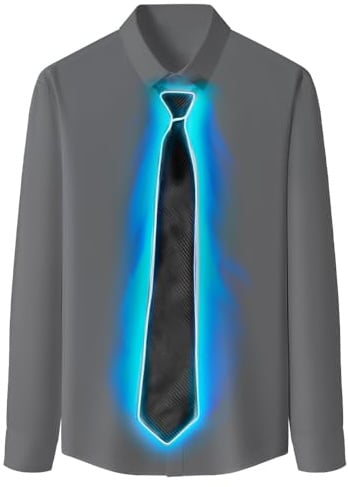 Riisoyu Party LED Krawatte, Leuchtende Krawatte mit 3 Blitzmodi Blinkende Light Up Krawatten Verstellbare Reißverschluss Herren LED Luminous Tie für Party Halloween Weihnachten Und Tanzaufführungen