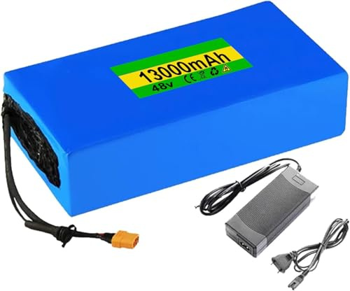 48V 13Ah E-Bike Akku 13S5P Elektro Fahrrad Batterie Wasserdichter PVC-Akku Mit Ladegerät Und BMS Hochleistungsakku High Power Batterie Für 200W-800W Motores 48V 13AH,T