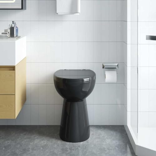INLIFE Toilette sans Rebord 7 cm Hauteur supplémentaire Abattant Amorti Céramique Noir