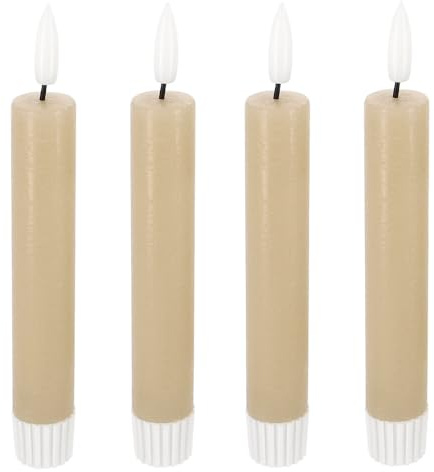 LED Universum - 2er Set LED Echtwachs Stabkerzen beige 15cm warmweiß für 1 x AAA Batterie je Kerze (nicht enthalten) Tischdekoration für Hochzeit, Weihnachten, Feste, Partys (beige 15cm - 4er Set)