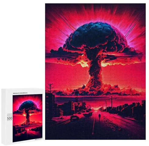 Rompecabezas 500 PCS para Adolescentes Nuclear Bomb Illustration Rompecabezas Juego De Ingenio Aliviador De Estrés Desafiante para Completar 500 PCS