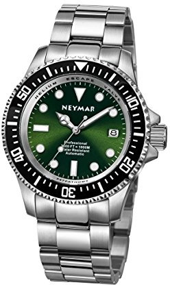 NEYMAR 44 mm Herren 1000 m Taucher Japanisch Automatik Sport Edelstahl Uhr, Grün , Taucher