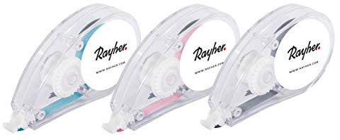 Rayher 60899000 Korrekturroller farbig, 6x0,06m, hellgrau,Mint,rosa, Set 3Stück