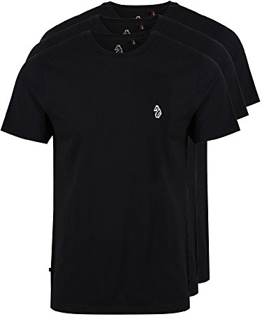 LUKE 1977 Mens Johnys 3 Pack Short Sleeve Crew Neck T-Shirt Top (M, Black)
