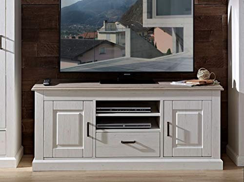 Froschkönig24 Lima TV Möbel/Lowboard montiert Pinie hell/Taupe